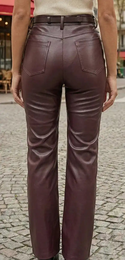 Pantalón largo mujer polipiel Burdeos - CHICA del Sur