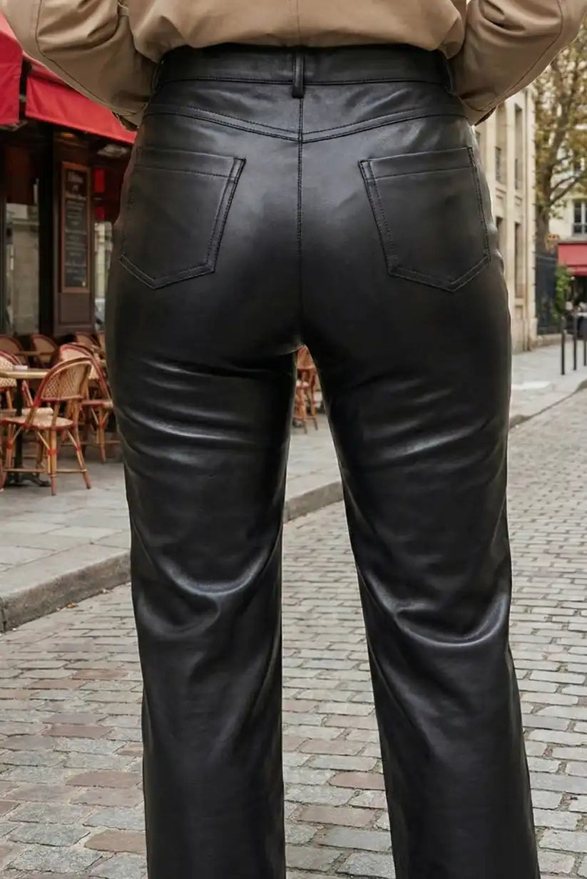 Pantalón largo mujer polipiel Negro - CHICA del Sur