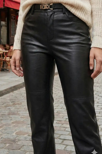 Pantalón largo mujer polipiel Negro - CHICA del Sur