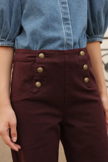 Pantalón burdeos con botones dorados “Montmartre” - CHICA del Sur