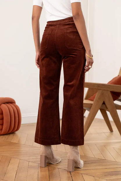 Pantalón de pana marrón con botones dorados “Saint-Germain” - CHICA del Sur