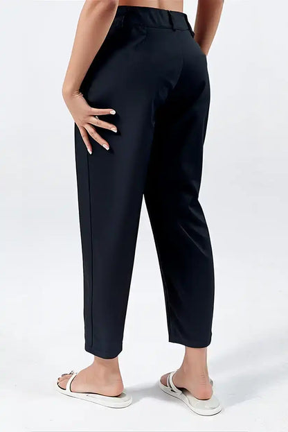 Pantalón De Vestir Mujer Negro Con Pinzas Corte Recto Elegante - CHICA del Sur