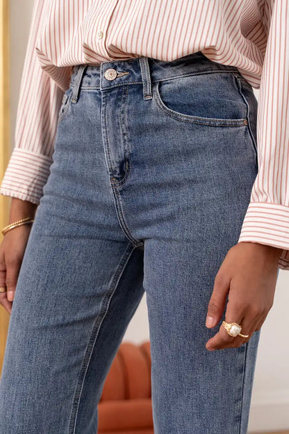 Pantalón Vaquero Campana Azul claro mujer Cintura Alta 5 Bolsillos - CHICA del Sur