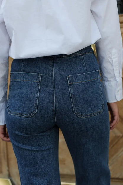 Pantalón Vaquero Campana Azul Mujer con Botones Dorados Marinero - CHICA del Sur