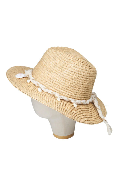 Sombrero de Rafia para Mujer con Conchas | Sombrero de Verano