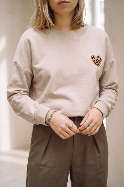 Sudadera mujer Beige corazón animal print
