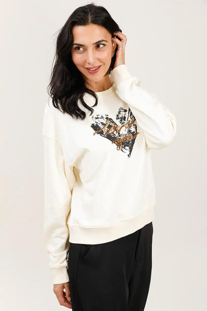 Sudadera blanca mujer algodón corazón dorado cómoda y elegante - CHICA del Sur