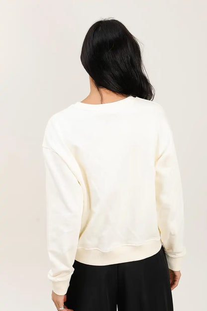 Sudadera blanca mujer algodón corazón dorado cómoda y elegante - CHICA del Sur