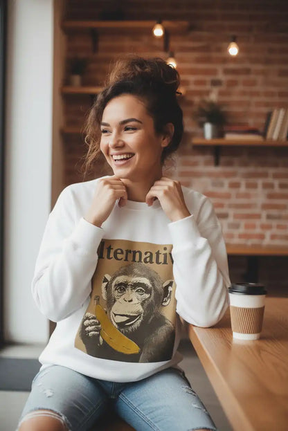 Sudadera blanca mujer mono “Alternative” talla única - CHICA del Sur