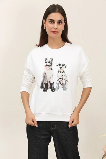 Sudadera Mujer Algodón Estampado Perritos Casual Suave Original - CHICA del Sur