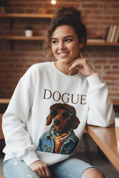 Sudadera blanca mujer “DOGUE” talla única - CHICA del Sur