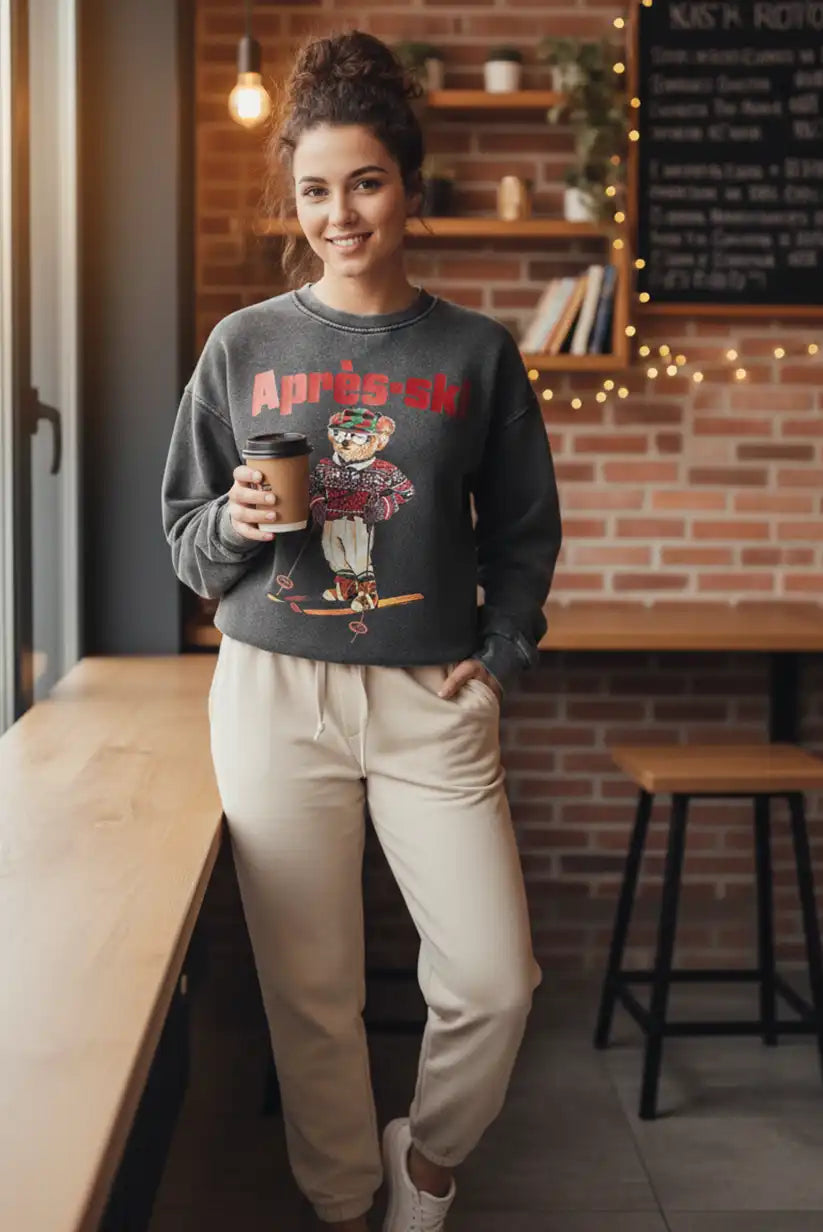 Sudadera mujer gris Apres-Ski con osito - CHICA del Sur