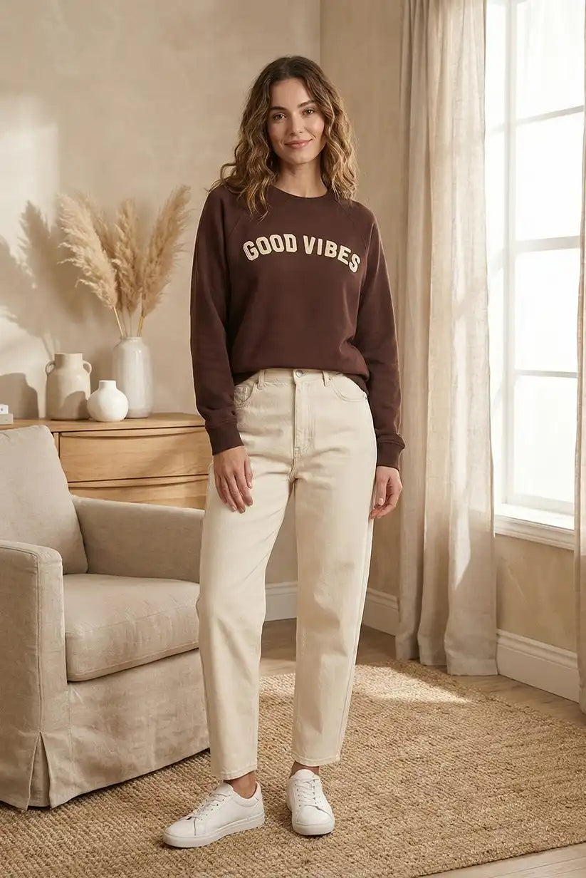 Sudadera Mujer Marrón Chocolate Good Vibes