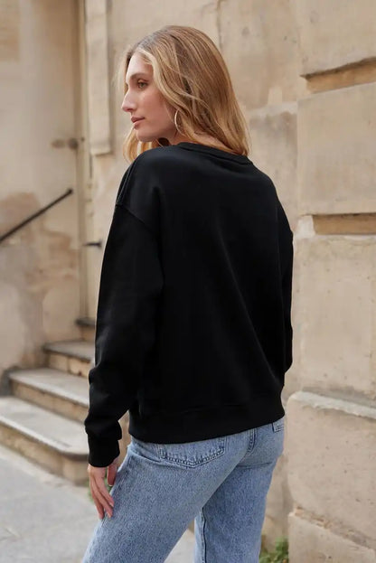 Sudadera mujer Negra con animal print “So Lovely” - CHICA del Sur