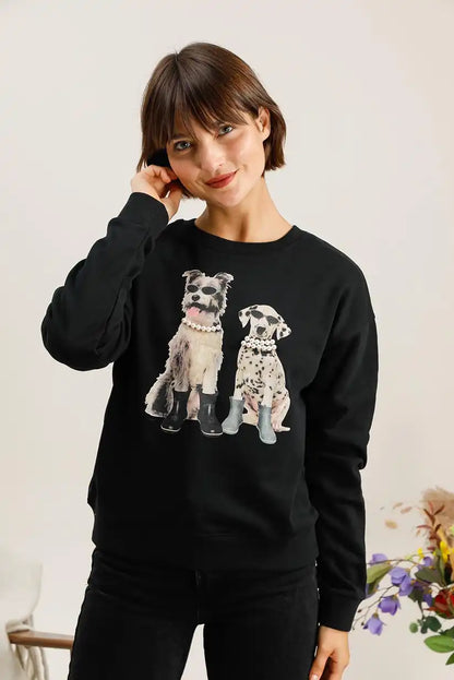 Sudadera Mujer Algodón Estampado Perritos Casual Suave Original - CHICA del Sur