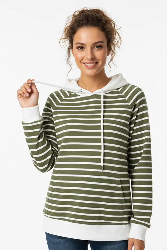 Sudadera Rayas Verde Blanca Mujer Marsella Cómoda Algodón Casual