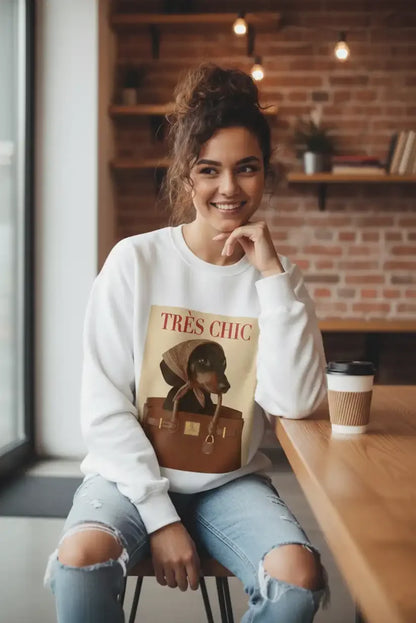 Sudadera mujer blanca “Très Chic” otoño talla única - CHICA del Sur