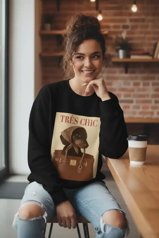 Sudadera negra “Très Chic” perrito talla única