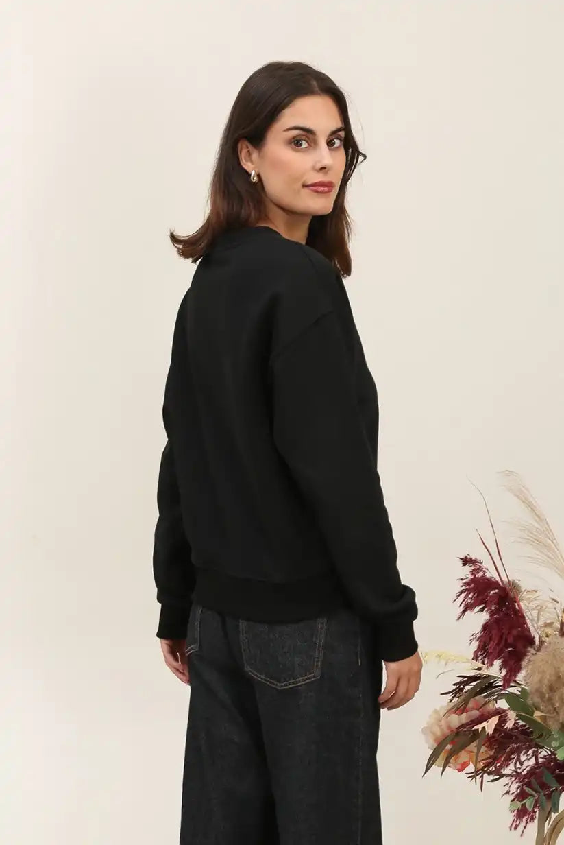 Sudadera Mujer Osito Bordado Algodón Casual Blanca o Negra - CHICA del Sur