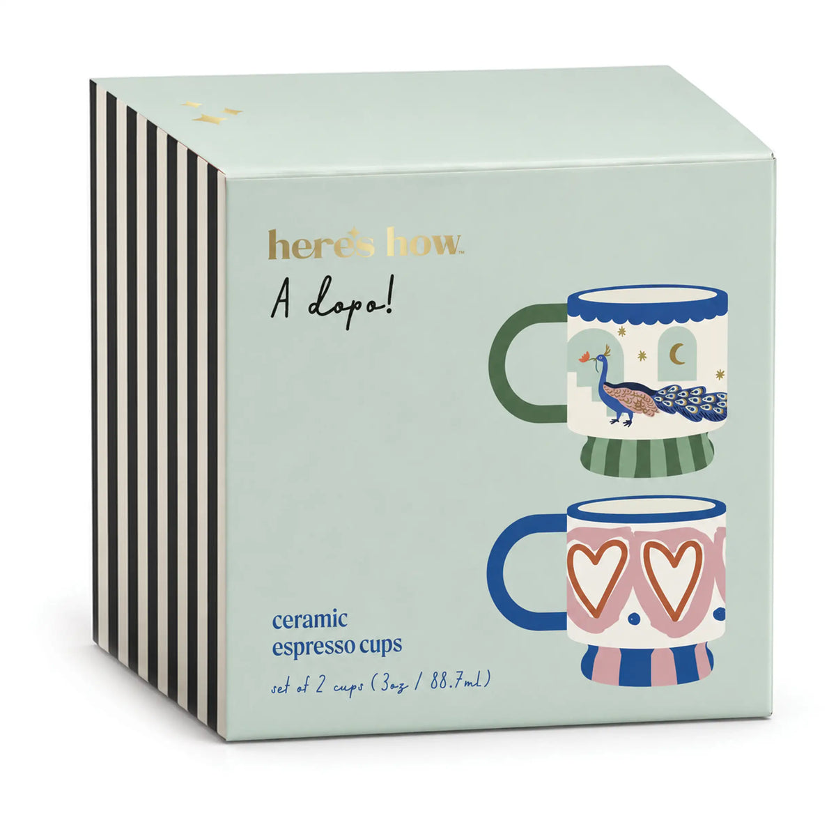 Juego de tazas de cafe A Dopo Corazones y Pavo Real