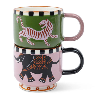 Juego de tazas de cafe A Dopo Elefante y Tigre