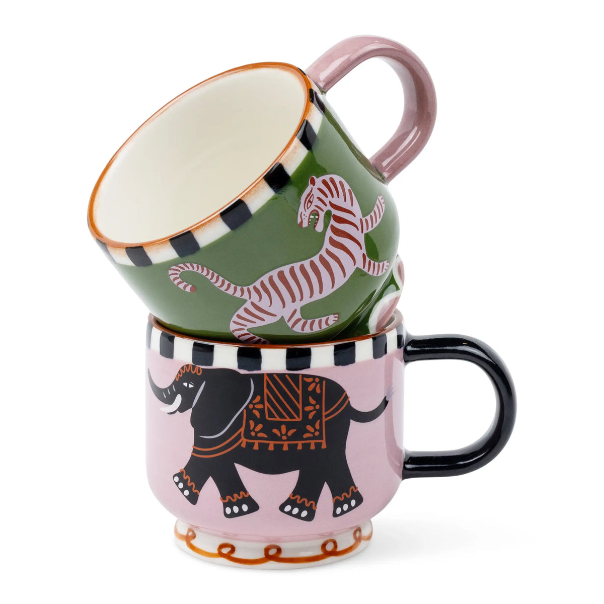 Juego de tazas de cafe A Dopo Elefante y Tigre