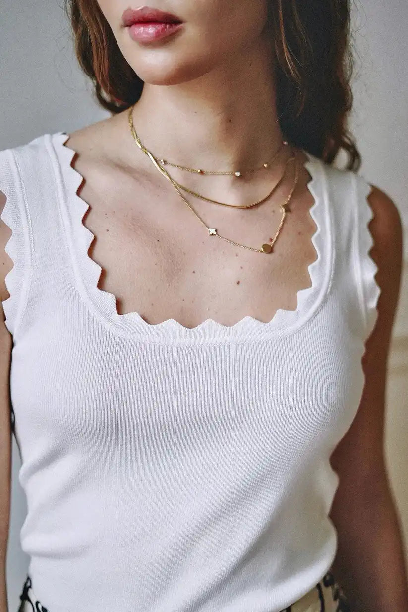 Top Mujer Blanco Verano Viscosa Fresco Tirantes Estilo Casual - CHICA del Sur