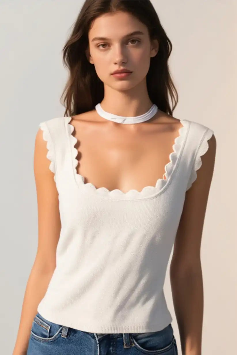 Top Mujer Blanco Verano Viscosa Fresco Tirantes Estilo Casual - CHICA del Sur