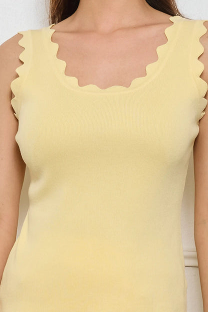 Top de punto sin mangas amarillo pastel