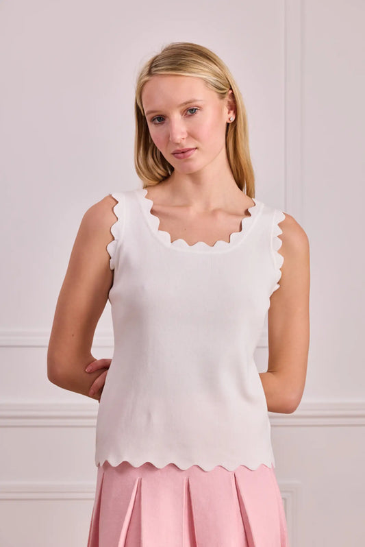 Top de punto sin mangas blanco