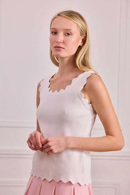 Top de punto sin mangas blanco