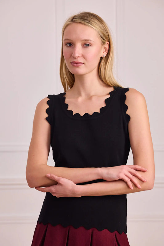 Top de punto sin mangas negro