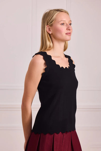 Top de punto sin mangas negro