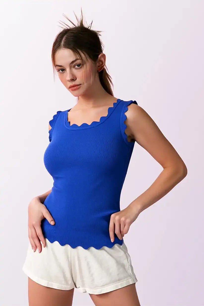 Top Tirantes Mujer Azul Eléctrico Verano Moda Fresca y Ligera - CHICA del Sur