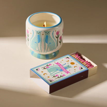 Vela de cerámica Paddywax A Dopo 226 g. Guepardos azules – Lino e iris