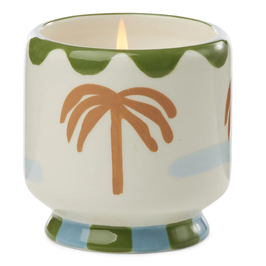 Vela decorativa en vaso cerámico con palmeras, estilo casual, CHICA del Sur.
