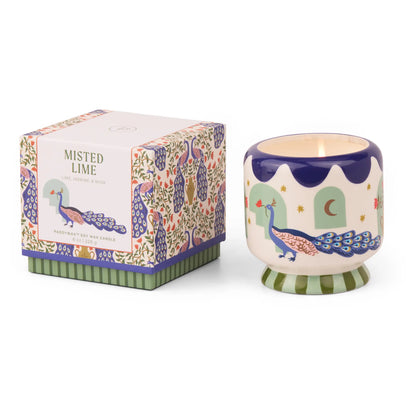 Vela aromática Paddywax con diseño de pavo real y caja decorativa, CHICA del Sur