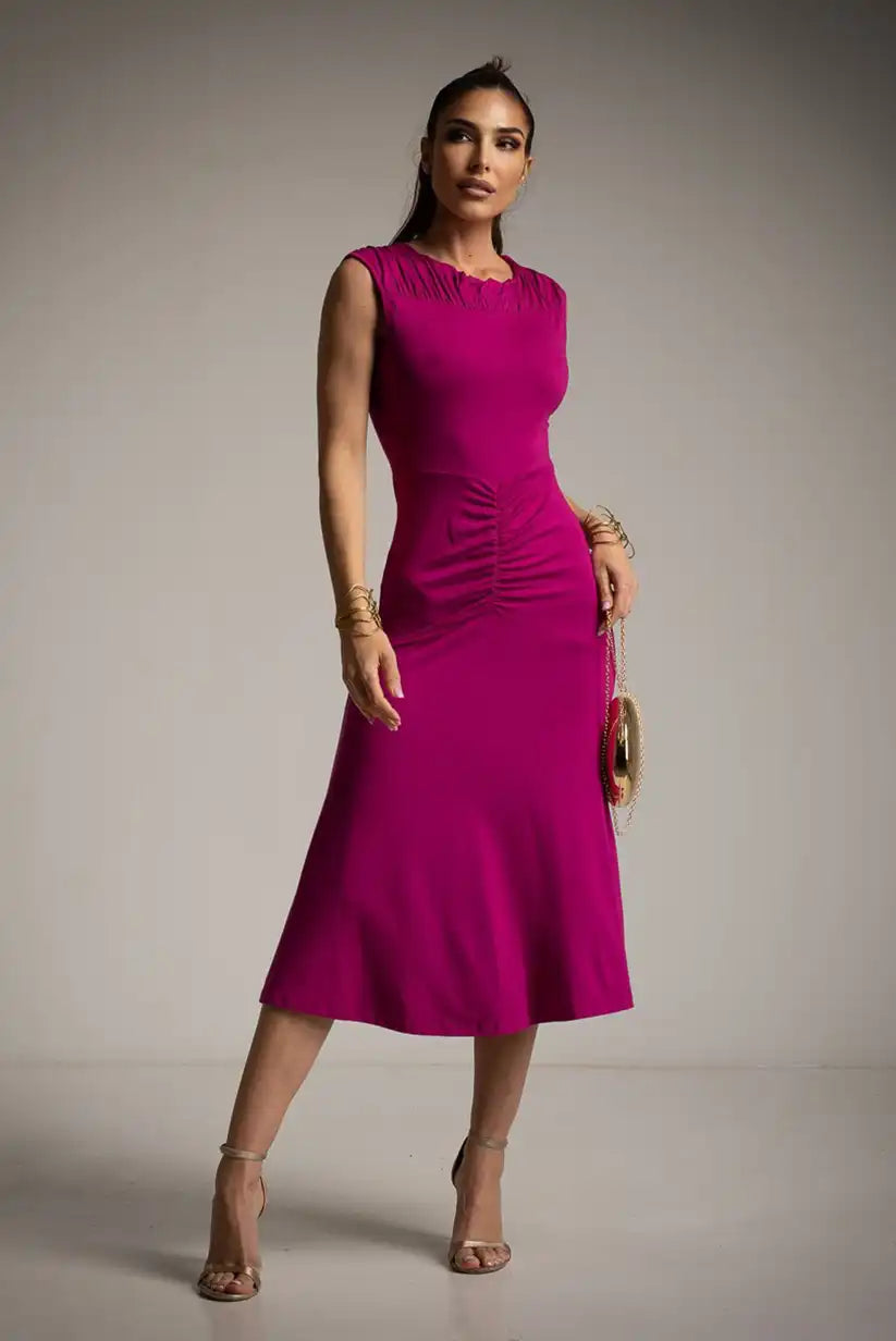 Vestido buganvilla drapeado mujer | Elegante y cómodo - CHICA del Sur