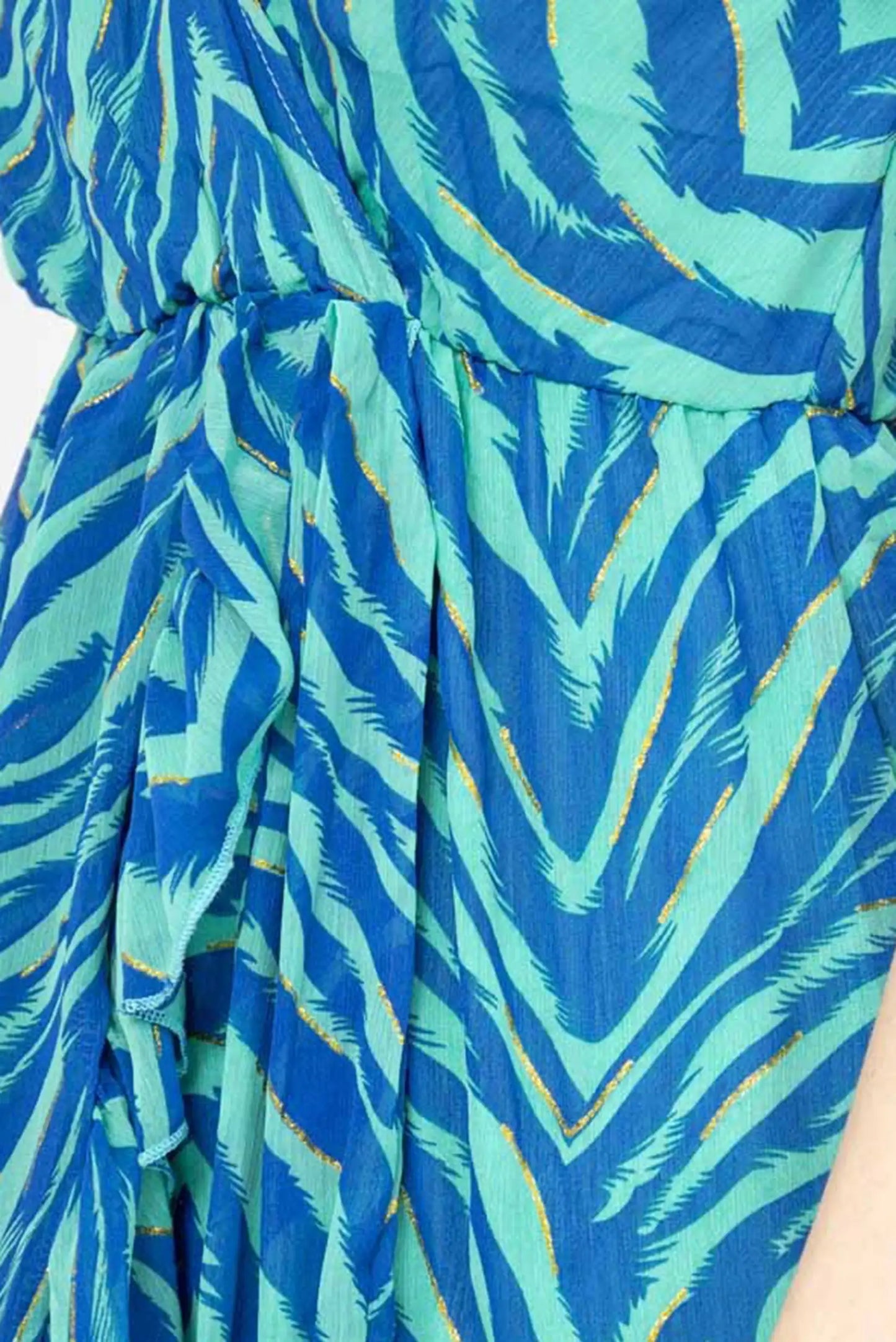Vestido Corto Estampado Azul y Turquesa para Mujer