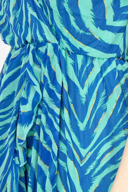 Vestido Corto Estampado Azul y Turquesa para Mujer