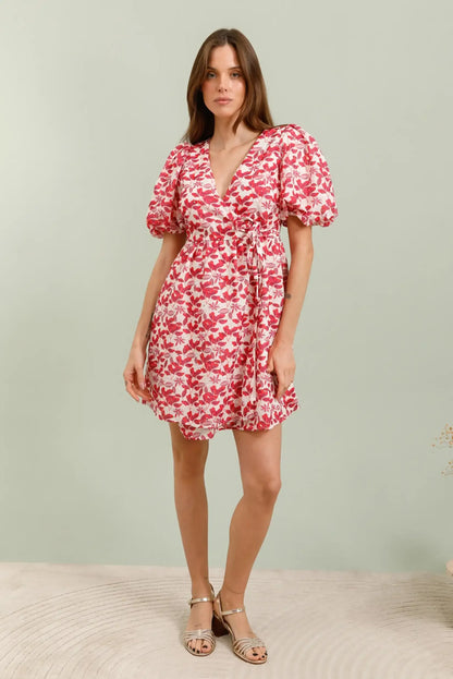 pink and red floral mini dress Rock Candy Floral Mini Dress - Coral Red, Large | Hazel and Olive