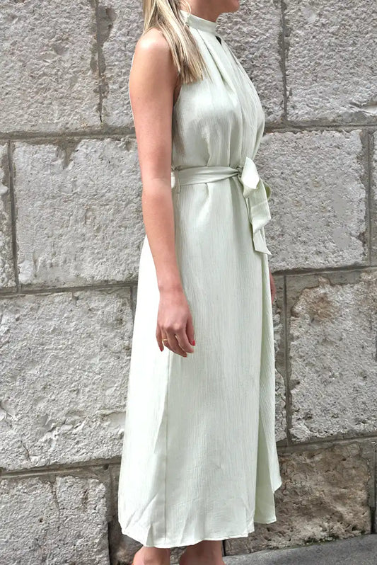 Vestido fluido verde agua cuello halter | Primavera verano elegante