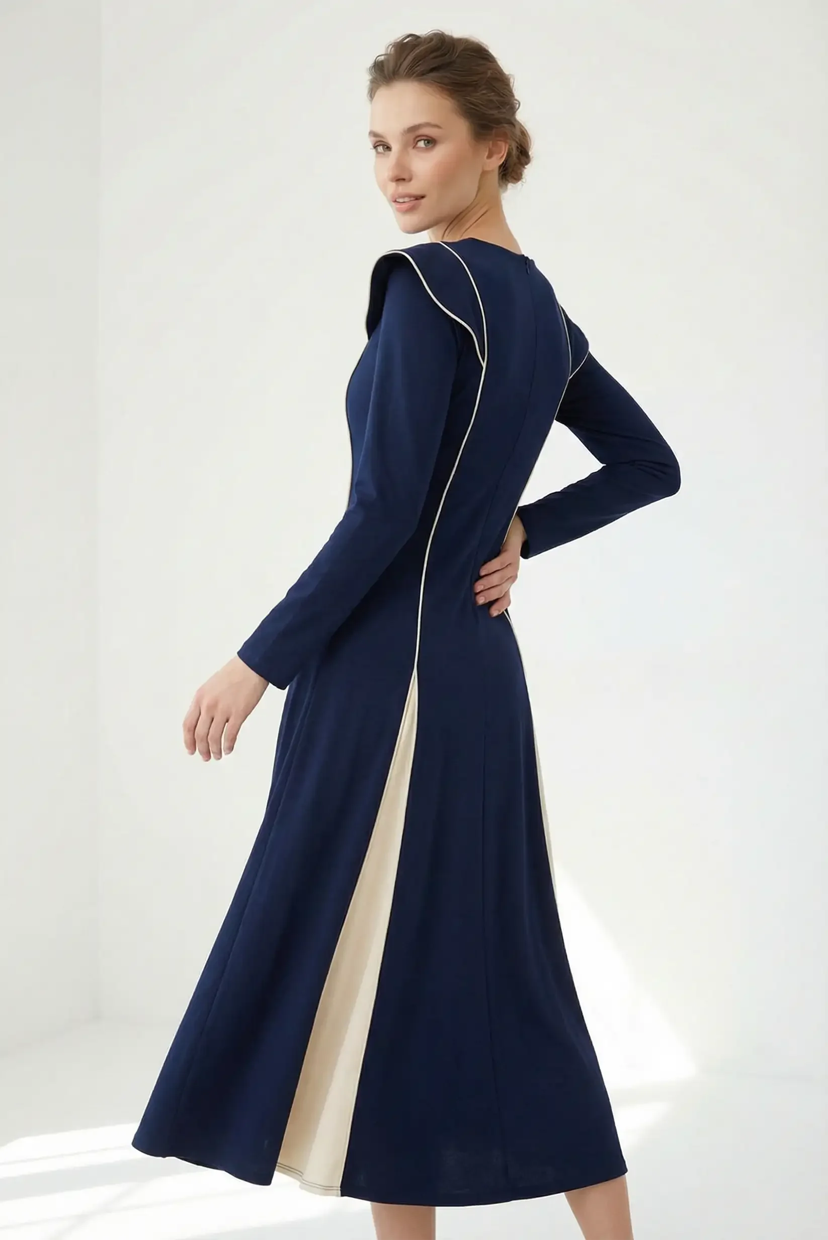 navy blue flowing dress Bliss Flow Maxi Dress