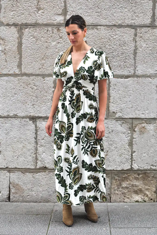 Vestido largo estampado verde tropical Amazonas | Mujer primavera verano - CHICA del Sur