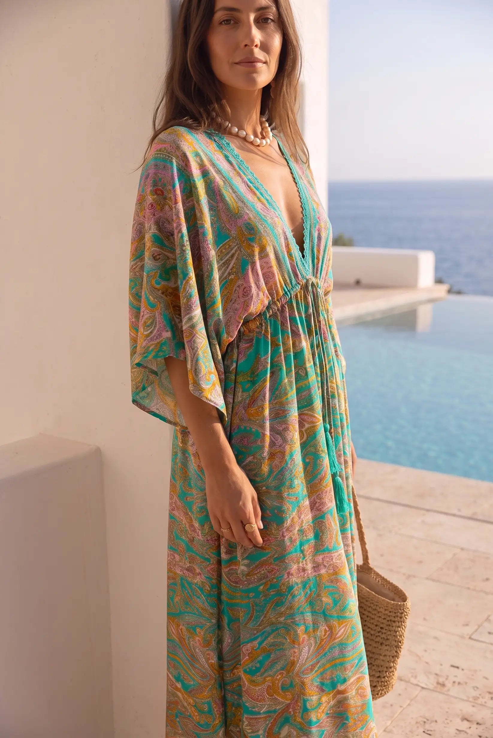 boho dress turquoise Silk Maxi ☀️ – CHICA del Sur Halter