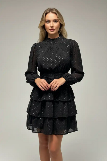 Vestido negro mujer corto topo con volantes - CHICA del Sur